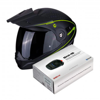 Flip Up Scorpion ADX-1 Horizon Noir Mat Jaune Fluo + Kit Bluetooth Sena SMH5