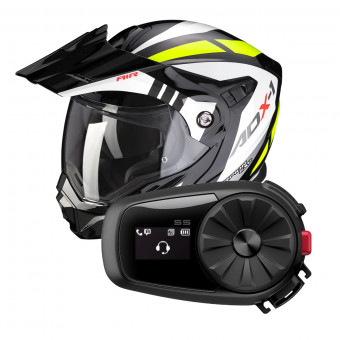Flip Up Scorpion ADX-1 Lontano Black Neon Yellow + Kit Bluetooth Sena 5S Solo
