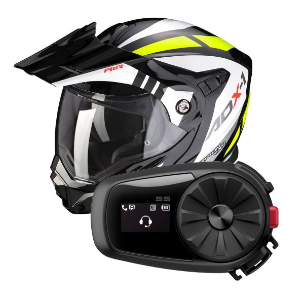 Flip Up Scorpion ADX-1 Lontano Black Neon Yellow + Kit Bluetooth Sena 5S Solo