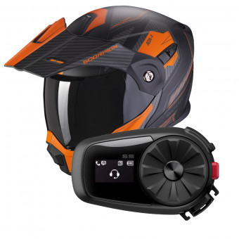 Flip Up Scorpion ADX-1 Tucson Matt Black Orange + Kit Bluetooth Sena 5S Solo