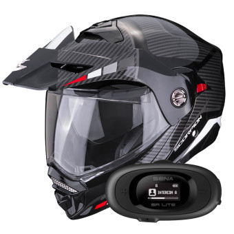 Flip Up Scorpion ADX-2 Camino Black Silver Red + Kit bluetooth 5R Lite