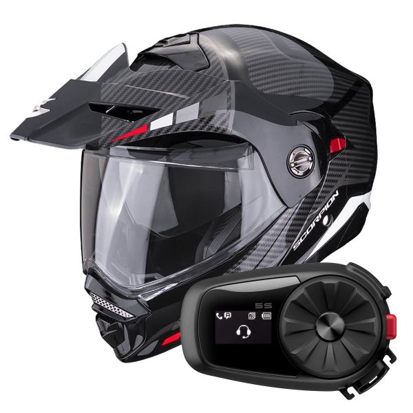 Flip Up Scorpion ADX-2 Camino Black Silver Red + Kit Bluetooth 5S