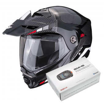 Flip Up Scorpion ADX-2 Camino Black Silver Red + Kit Bluetooth SMH5
