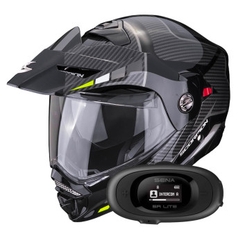 Flip Up Scorpion ADX-2 Camino Black Silver Yellow Fluo + Kit bluetooth 5R Lite