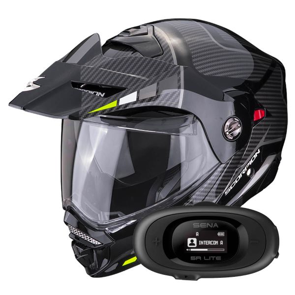 Flip Up Scorpion ADX-2 Camino Black Silver Yellow Fluo + Kit bluetooth 5R Lite