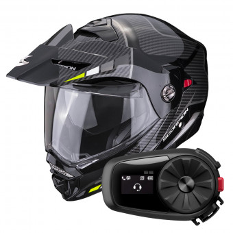 Flip Up Scorpion ADX-2 Camino Black Silver Yellow Fluo + Kit Bluetooth 5S