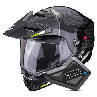 Flip Up Scorpion ADX-2 Camino Black Silver Yellow Fluo + Kit Bluetooth BT Mini