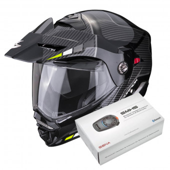 Flip Up Scorpion ADX-2 Camino Black Silver Yellow Fluo + Kit Bluetooth SMH5