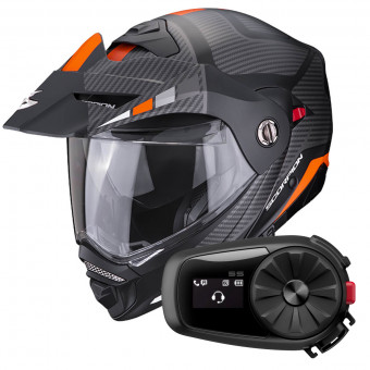Flip Up Scorpion ADX-2 Camino Matt Black Silver Orange + Kit Bluetooth 5S