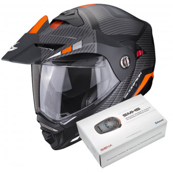 Flip Up Scorpion ADX-2 Camino Matt Black Silver Orange + Kit Bluetooth SMH5