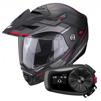 Flip Up Scorpion ADX-2 Carrera Matt Black Red + Kit Bluetooth 5S