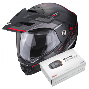 Flip Up Scorpion ADX-2 Carrera Matt Black Red + Kit Bluetooth SMH5