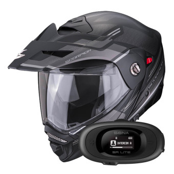 Flip Up Scorpion ADX-2 Carrera Matt Black Silver + Kit bluetooth 5R Lite