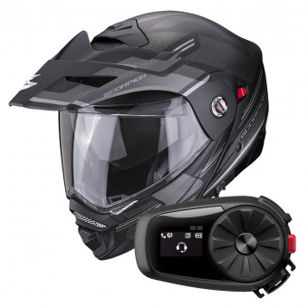 Flip Up Scorpion ADX-2 Carrera Matt Black Silver + Kit Bluetooth 5S