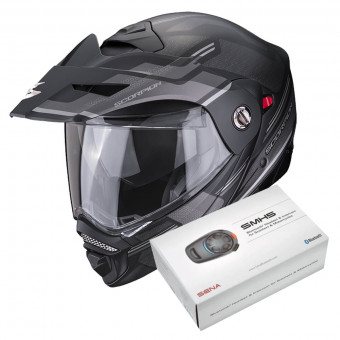Flip Up Scorpion ADX-2 Carrera Matt Black Silver + Kit Bluetooth SMH5