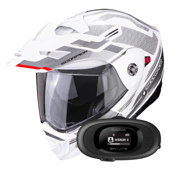 Flip Up Scorpion ADX-2 Carrera Pearl White Silver + Kit bluetooth 5R Lite