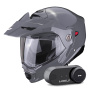 Casque Flip Up Scorpion ADX-2 Grey Cement + Kit Bluetooth Lokui K30
