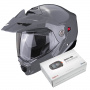 Casque Flip Up Scorpion ADX-2 Grey Cement + Kit Bluetooth SMH5