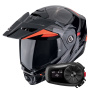 Casque Flip Up Scorpion ADX-2 Lewis Black Red + Kit Bluetooth 5S Solo