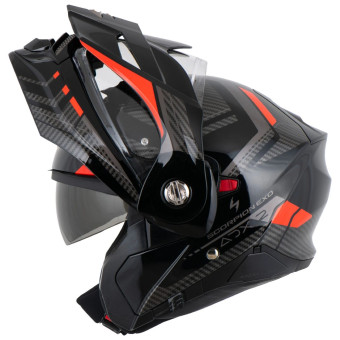 Scorpion ADX-2 Lewis Black Red + Kit bluetooth Exo-Com Link-1C Solo