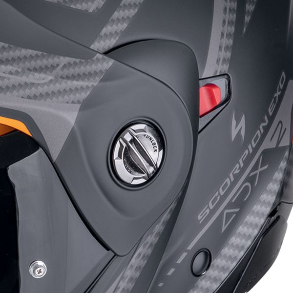 Scorpion ADX-2 Lewis Matt Black Orange + Kit bluetooth Exo-Com Link-1C Solo