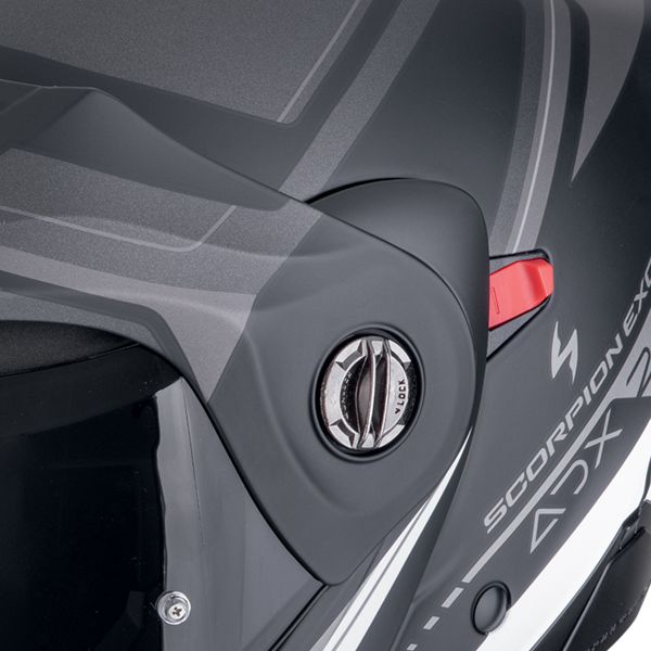 Scorpion ADX-2 Lewis Matt Black Silver + Kit bluetooth Exo-Com Link-1C Solo