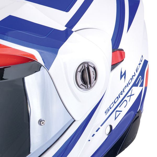 Scorpion ADX-2 Lewis White Blue Red + Kit Bluetooth Lokui K30