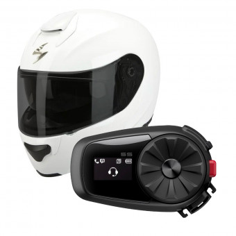 Flip Up Scorpion EXO 3000 Air White + Kit Bluetooth Sena 5S Solo