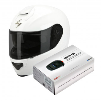 Flip Up Scorpion EXO 3000 Air White + Kit Bluetooth Sena SMH5