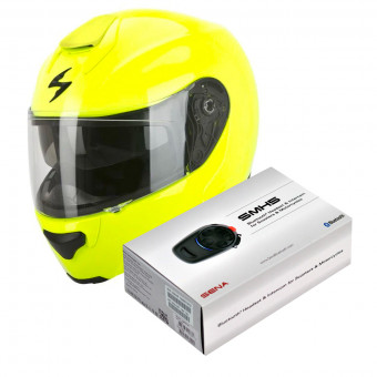 Flip Up Scorpion EXO 3000 Air Neon Yellow + Kit Bluetooth Sena SMH5