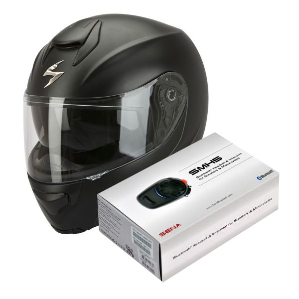 Flip Up Scorpion EXO 3000 Air Matt Black + Kit Bluetooth Sena SMH5
