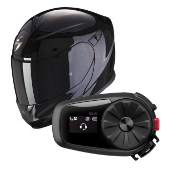 Flip Up Scorpion Exo 920 Evo Solid Black + Kit Bluetooth Sena 5S