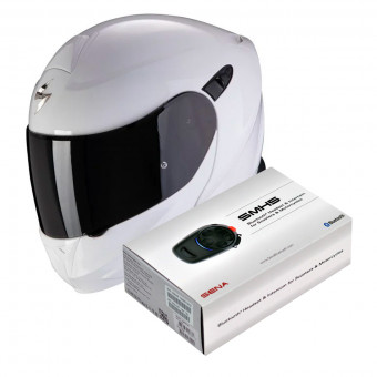 Flip Up Scorpion Exo 920 Evo Solid White + Kit Bluetooth Sena SMH5