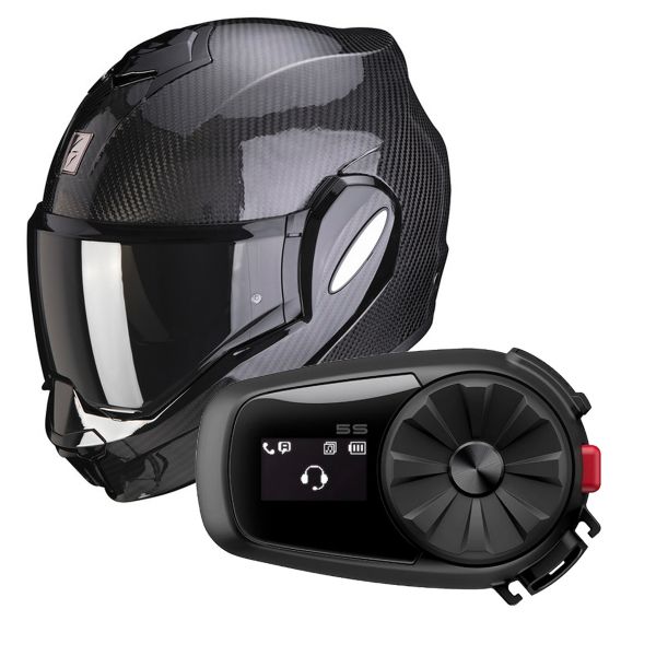 Pack Helmet Intercom Systems Scorpion EXO TECH Carbon Black