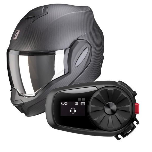 Pack Helmet + Intercom Systems : Scorpion EXO TECH Carbon Matt Black + Kit  Bluetooth 5S Solo | iCasque.co.uk