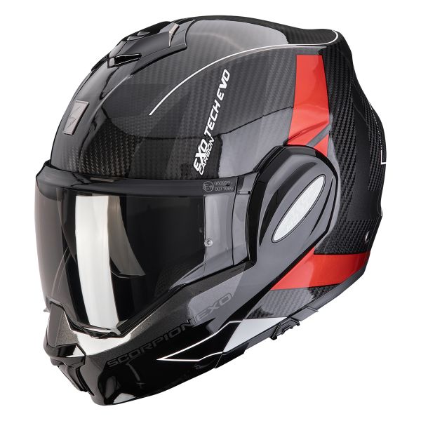 Flip Up Scorpion Exo Tech Evo Carbon CAD Black Red Flip Up Scorpion Exo Tech Evo Carbon CAD Black Red