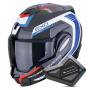 Casque Flip Up Scorpion Exo Tech Evo Carbon Cosy Black Blue Red + Kit Bluetooth BT Mini