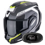 Casque Flip Up Scorpion Exo Tech Evo Carbon Cosy Black Yellow Fluo + Kit bluetooth 5R Lite