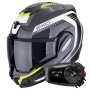 Casque Flip Up Scorpion Exo Tech Evo Carbon Cosy Black Yellow Fluo + Kit Bluetooth 5S Solo