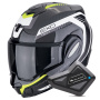 Casque Flip Up Scorpion Exo Tech Evo Carbon Cosy Black Yellow Fluo + Kit Bluetooth BT Mini