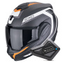 Casque Flip Up Scorpion Exo Tech Evo Carbon Cosy Matt Black Orange + Kit Bluetooth BT Mini