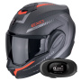Casque Flip Up Scorpion Exo Tech Evo Carbon Cosy Matt Black Red + Kit bluetooth 5R Lite