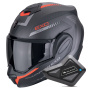 Casque Flip Up Scorpion Exo Tech Evo Carbon Cosy Matt Black Red + Kit Bluetooth BT Mini