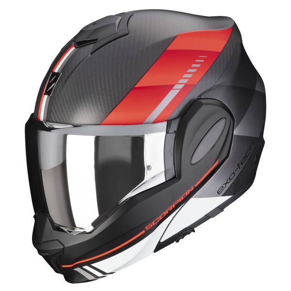 Flip Up Scorpion Exo Tech Evo Carbon Genus Matt Black Red Flip Up Scorpion Exo Tech Evo Carbon Genus Matt Black Red