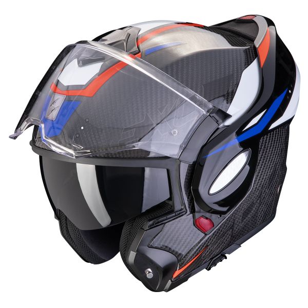 Casco modulare Scorpion Exo-Tech Carbon Top black red helmet casque