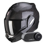 Casque Flip Up Scorpion Exo Tech Evo Carbon Solid Black + Kit Bluetooth Lokui K30