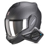 Casque Flip Up Scorpion Exo Tech Evo Carbon Solid Matt Black + Kit Bluetooth BT Mini