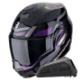 Casque Flip Up Scorpion Exo Tech Evo Conquer Black Chameleon + Kit bluetooth Exo-Com Link-1