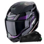 Casque Flip Up Scorpion Exo Tech Evo Conquer Black Chameleon + Kit bluetooth Exo-Com Link-1C