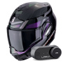 Casque Flip Up Scorpion Exo Tech Evo Conquer Black Chameleon + Kit Bluetooth Lokui K30